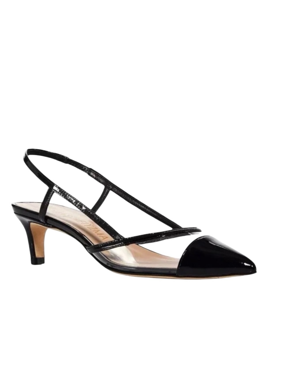 Stuart Weitzman Mondrian 50 Slingback Clear PVC Black Patent Pumps 8.5 B NIB